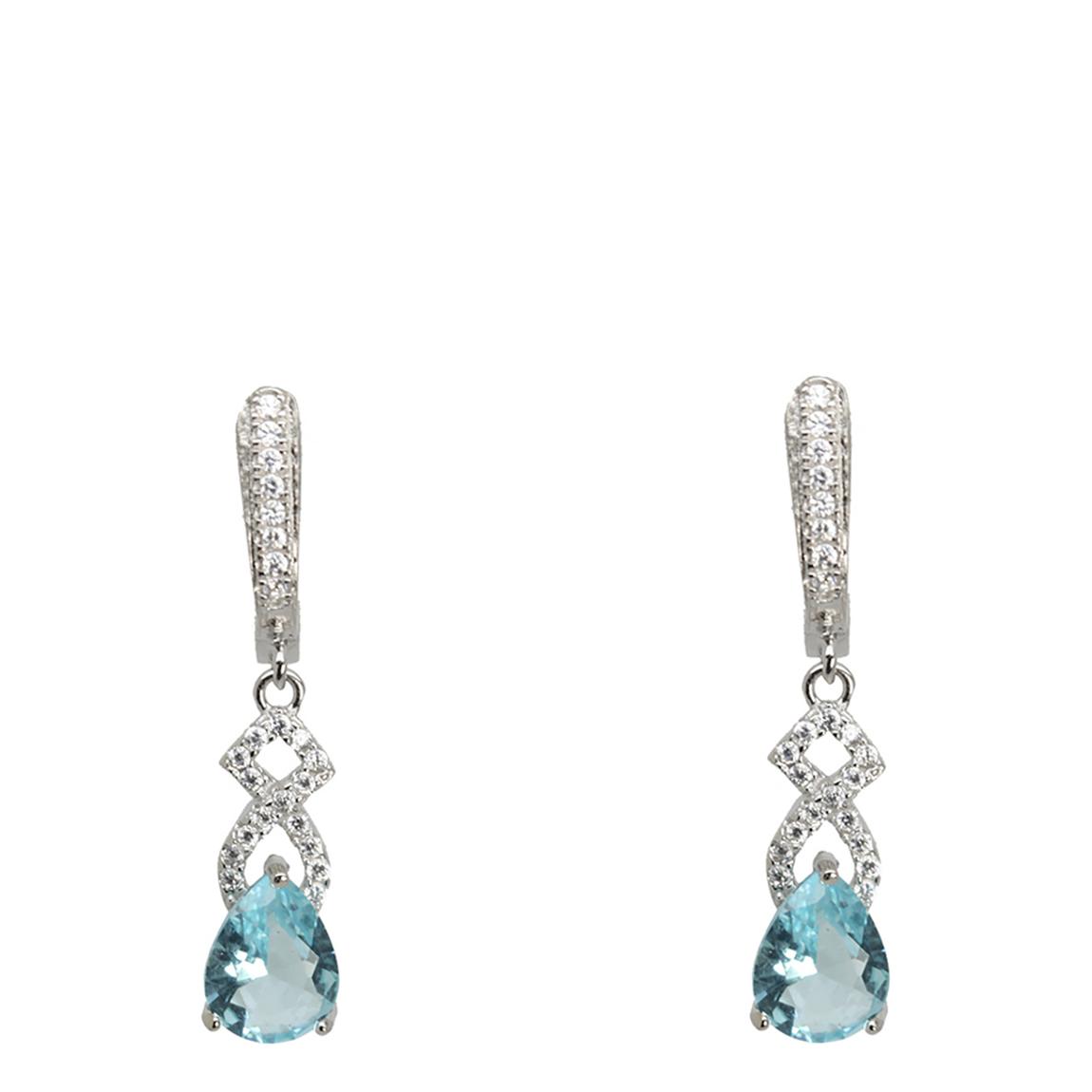 Light Blue Topaz & Clear Cubic Zirconia Long Pear Shape Earring main product photo