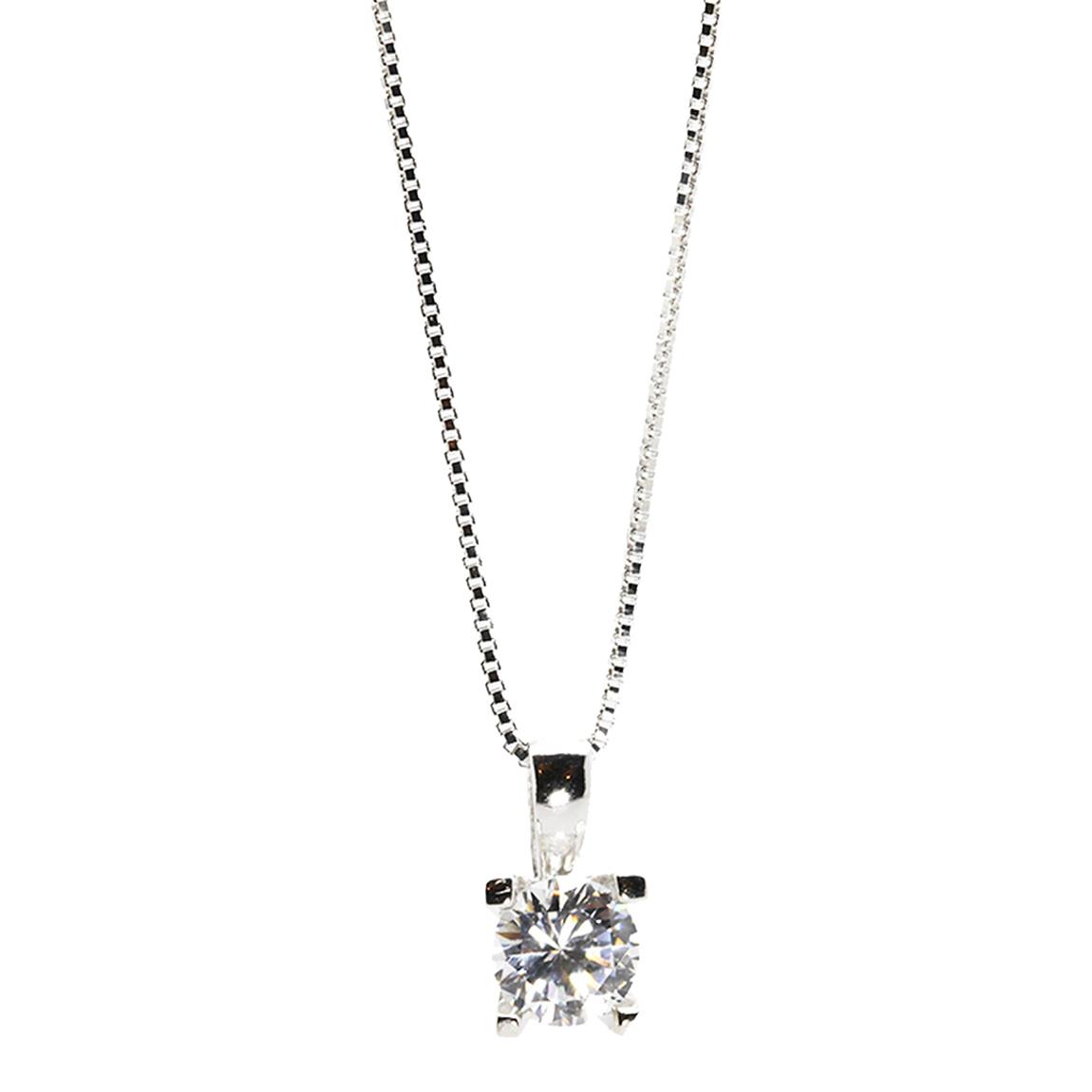 Clear Cubic Zirconia Claw Set Single Stone Pendant main product photo
