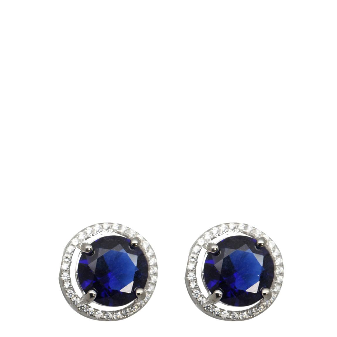 Saphire Blue & Clear Cubic Zirconia Large Round Cubic Zirconia Earrings main product photo