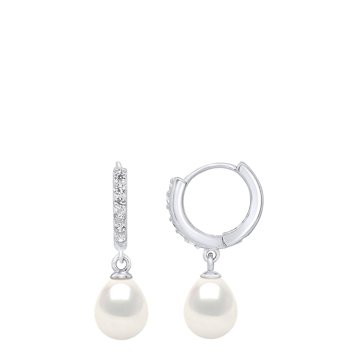 Natural White Pearls Pears 8-9 mm Creole Earrings main product photo