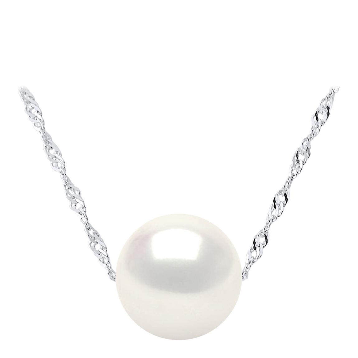 Natural White Passing Through Round 9-10 mm Pearl Solitaire Necklace main product photo