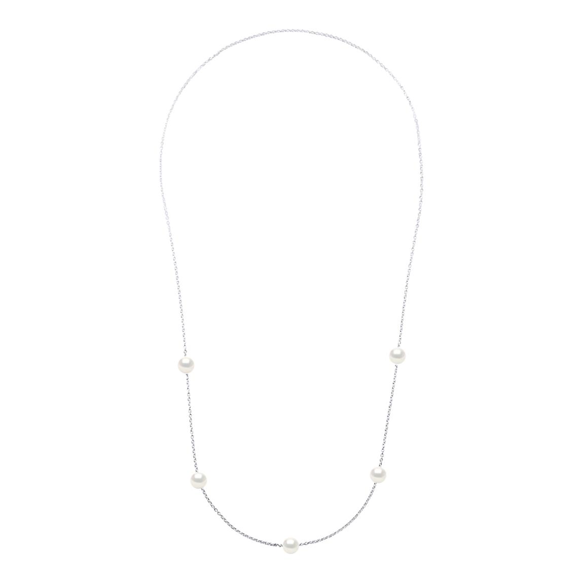Natural White Prestige 5 Round Pearls 9-10 mm Long Necklace main product photo