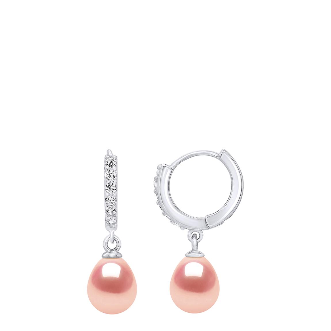 Natural Pink Pearls Pears 8-9 mm Creole Earrings main product photo