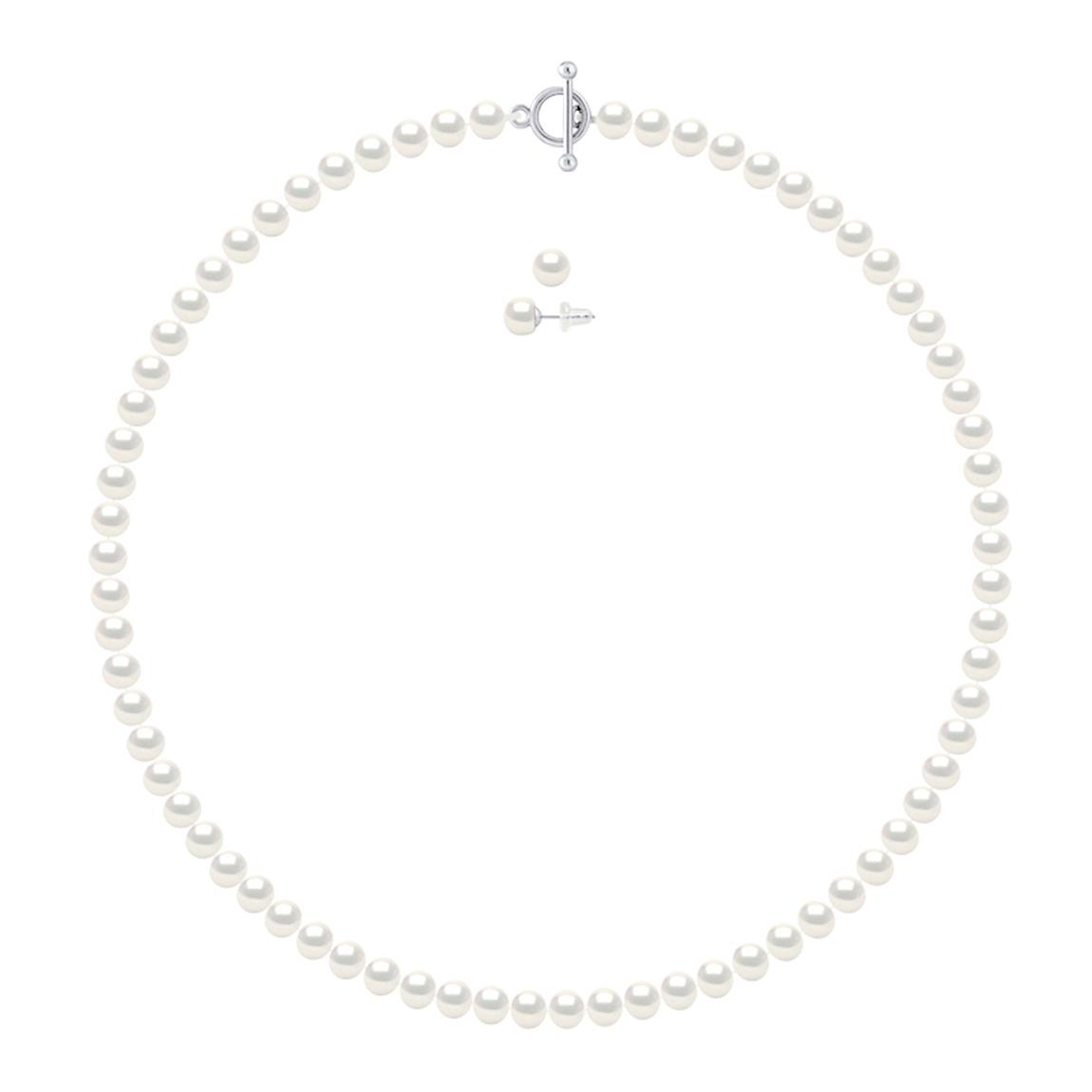 Natural White Parure Row Of Pearls Half-Round 6-7 mm Earrings & Necklace main product photo