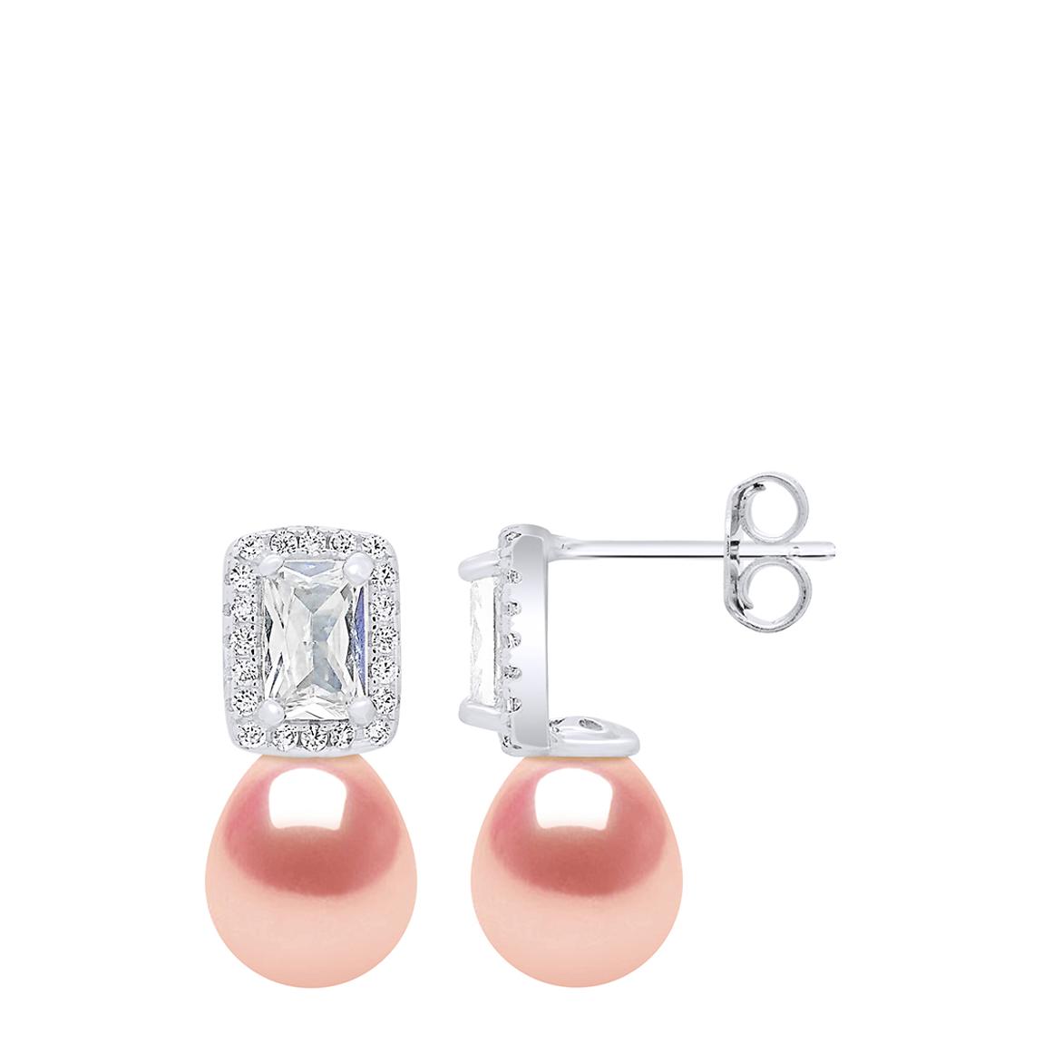 Natural Pink Pearls Pears 8-9 mm Hanging Earrings main product photo
