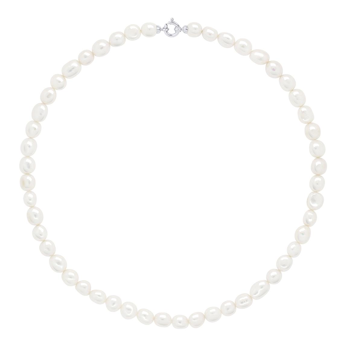 Natural White Pearls Baroque 8-9 mm Row Princess Necklace main product photo