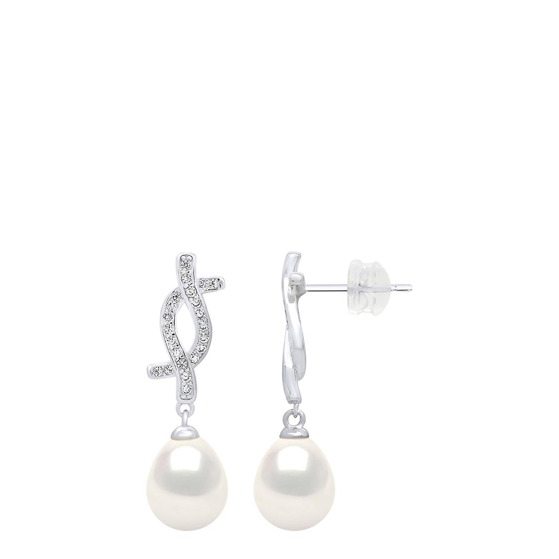 Natural White Pearls Pears 8-9 mm Hanging Earrings main product photo