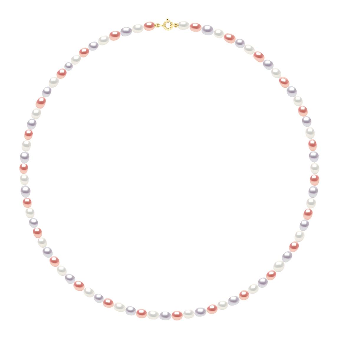Multicolour Pastels Row Of Pearls Grain Of Rice 4-5 mm Gold Necklace main product photo