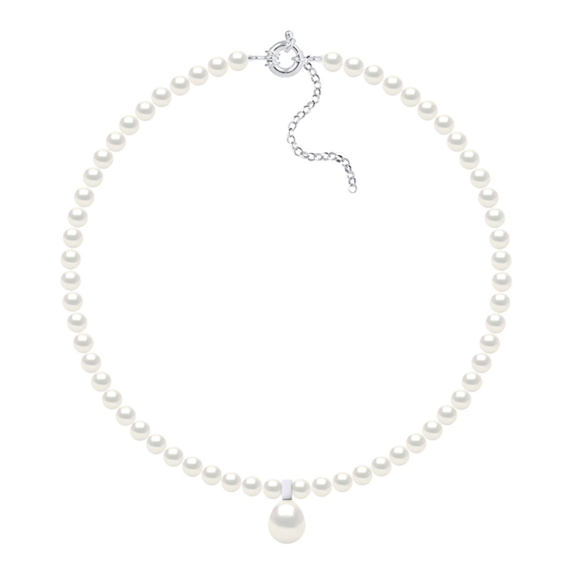 Natural White Round Pearls 6-7 mm And Pear 10-11 mm Necklace main product photo