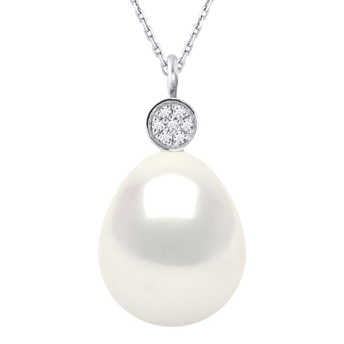 Natural White Pear Pearl 10-11 mm Prestige White Gold & Diamond Necklace main product photo