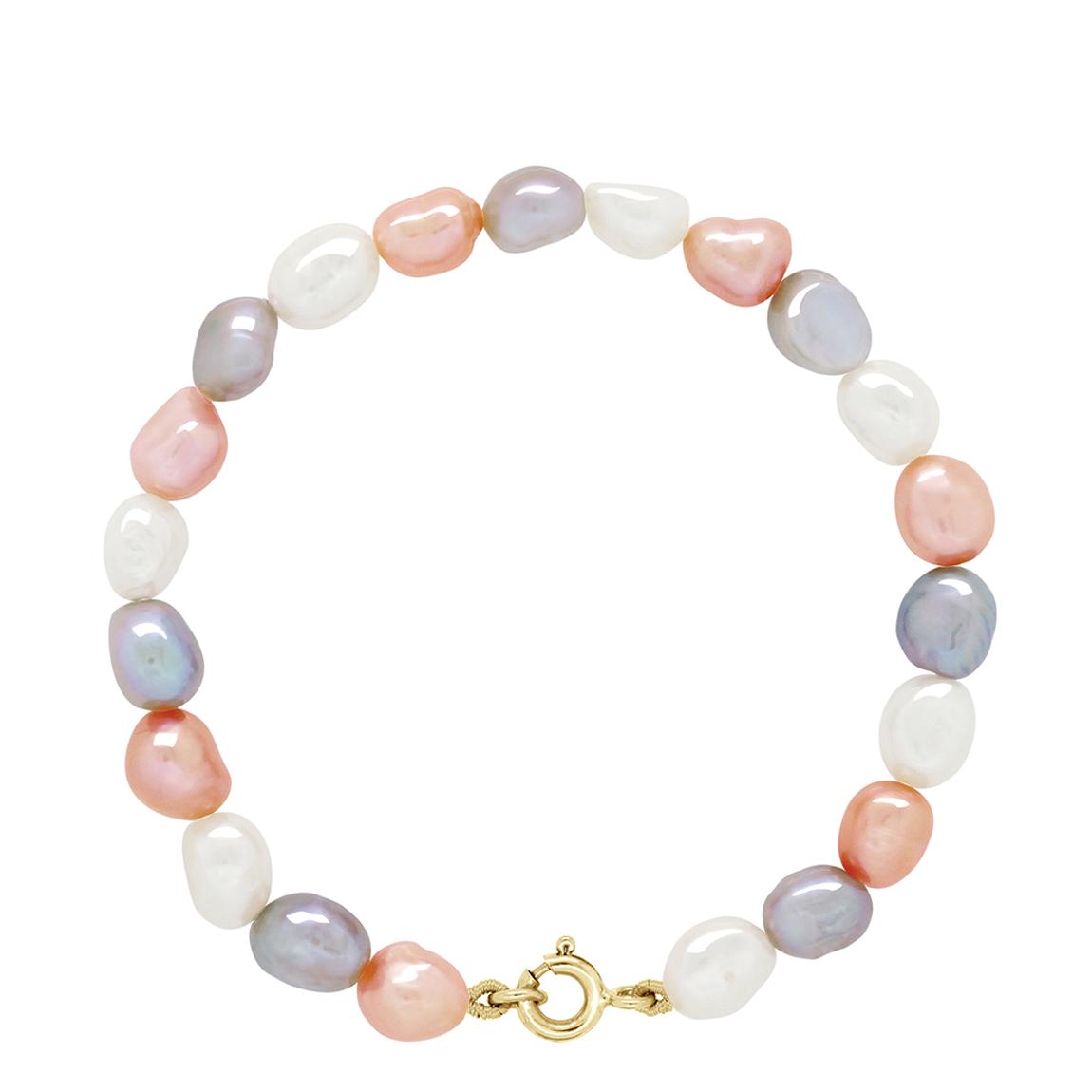 Multicolour Pastels Pearls Baroque 6-7 mm Yellow Gold Bracelet main product photo