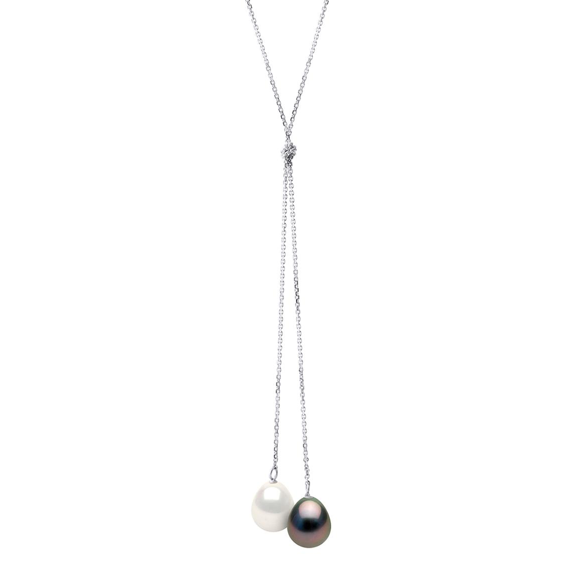 White & Tahiti Pearl Pears 8-9 mm White Gold You & Me Necklace main product photo