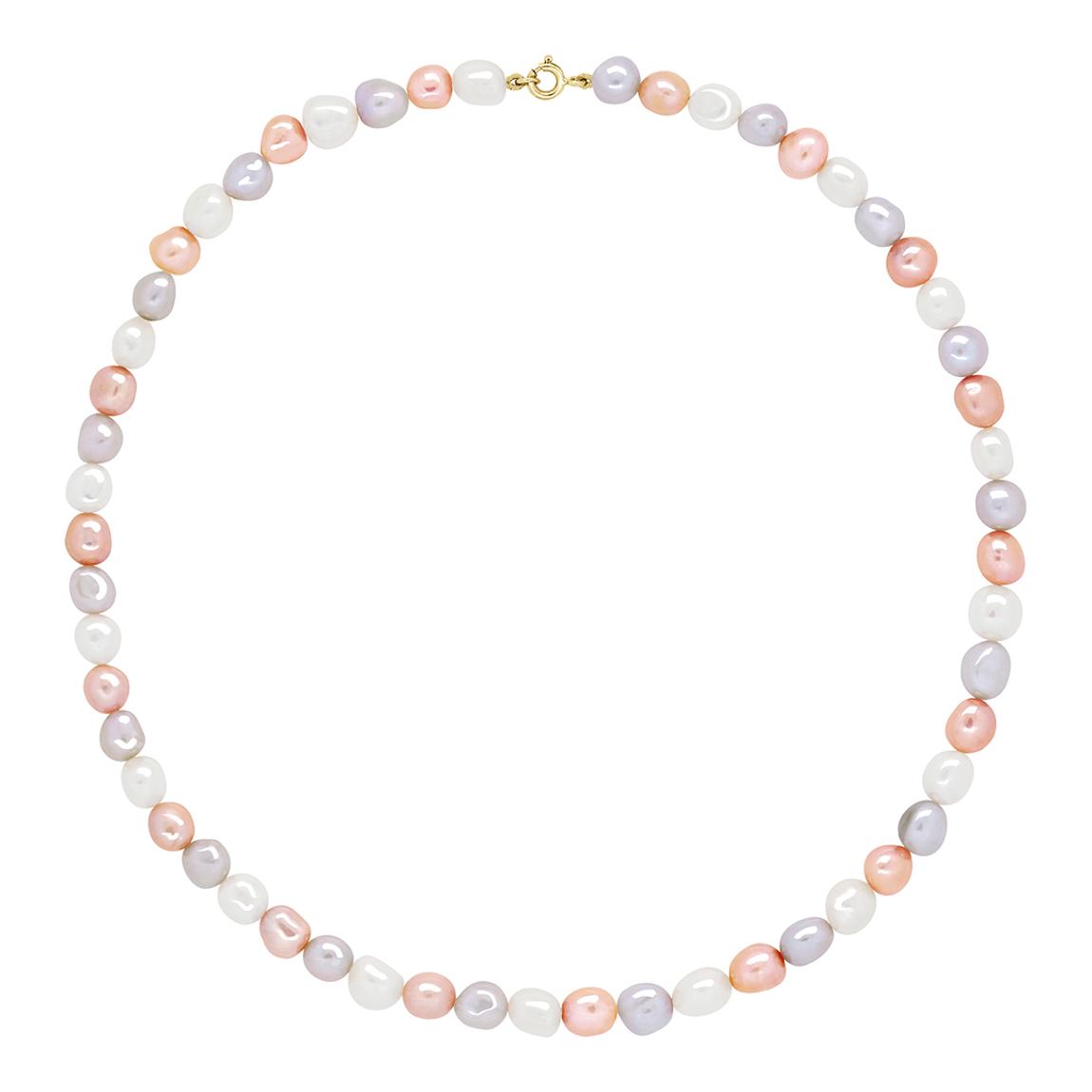 Multicolour Pastels Pearls Baroque 6-7 mm Yellow Gold Necklace main product photo