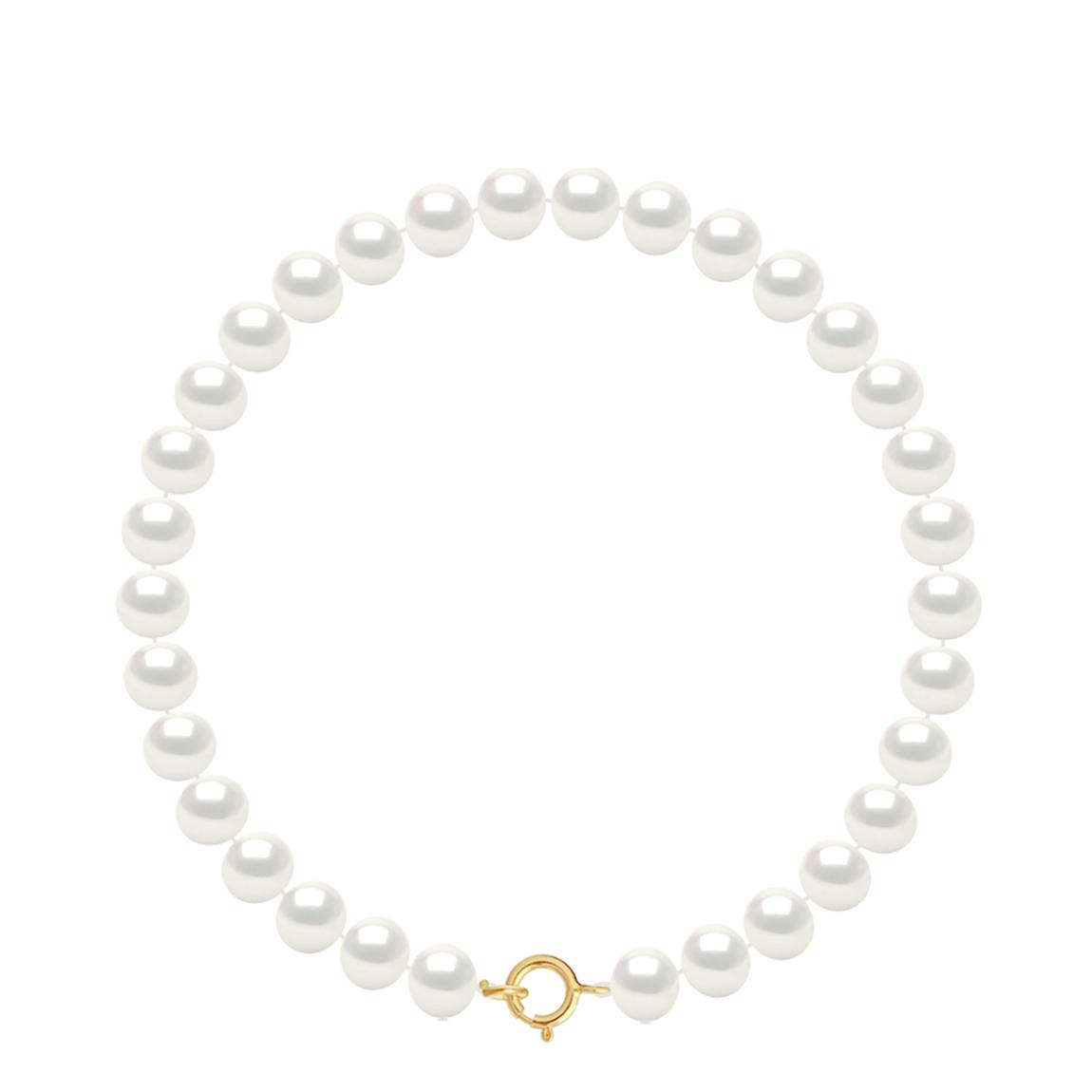 Natural White Half Round Pearls 6-7 mm Gold Bracelet main product photo