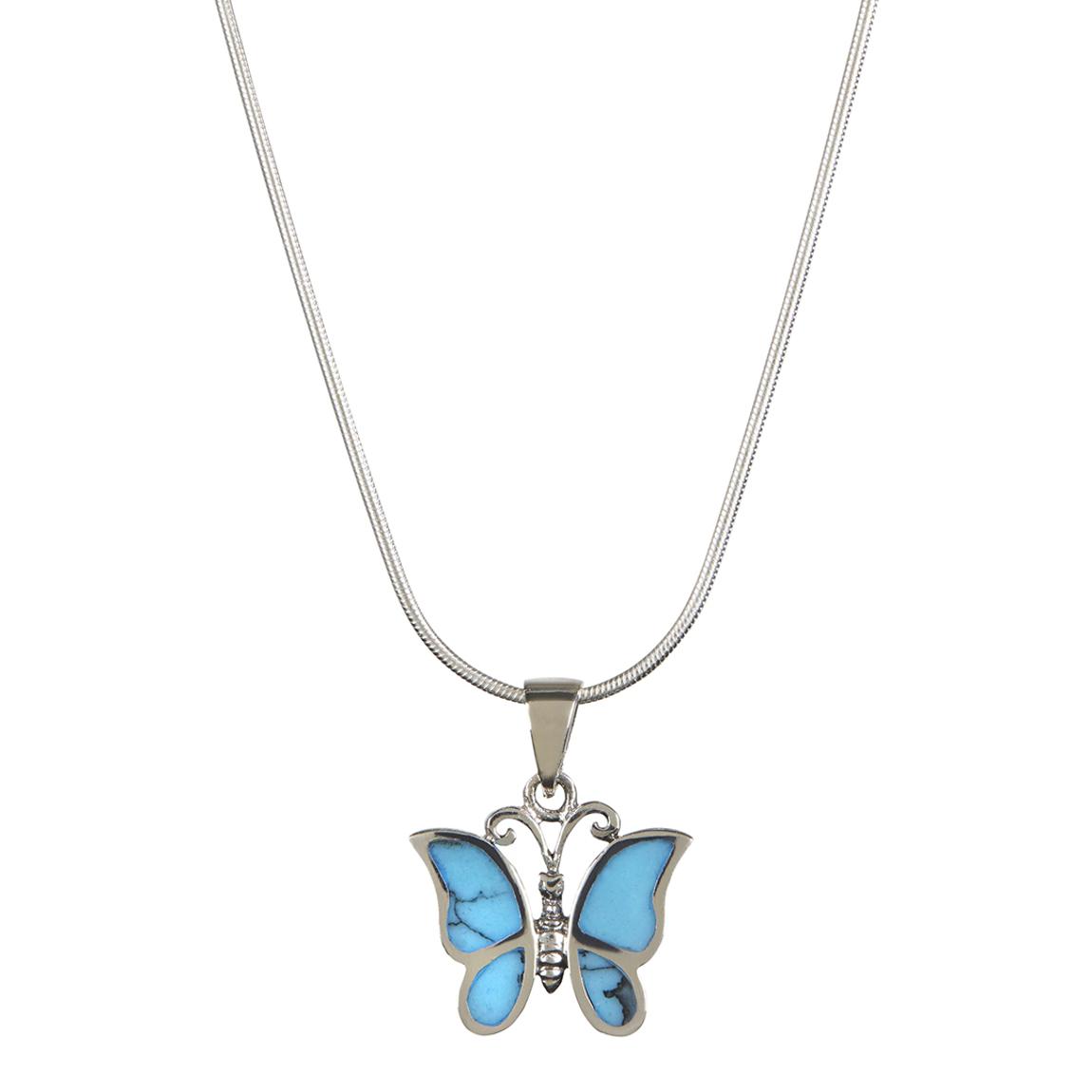 Silver Turquoise Turquoise Butterfly Necklace Noths Only main product photo