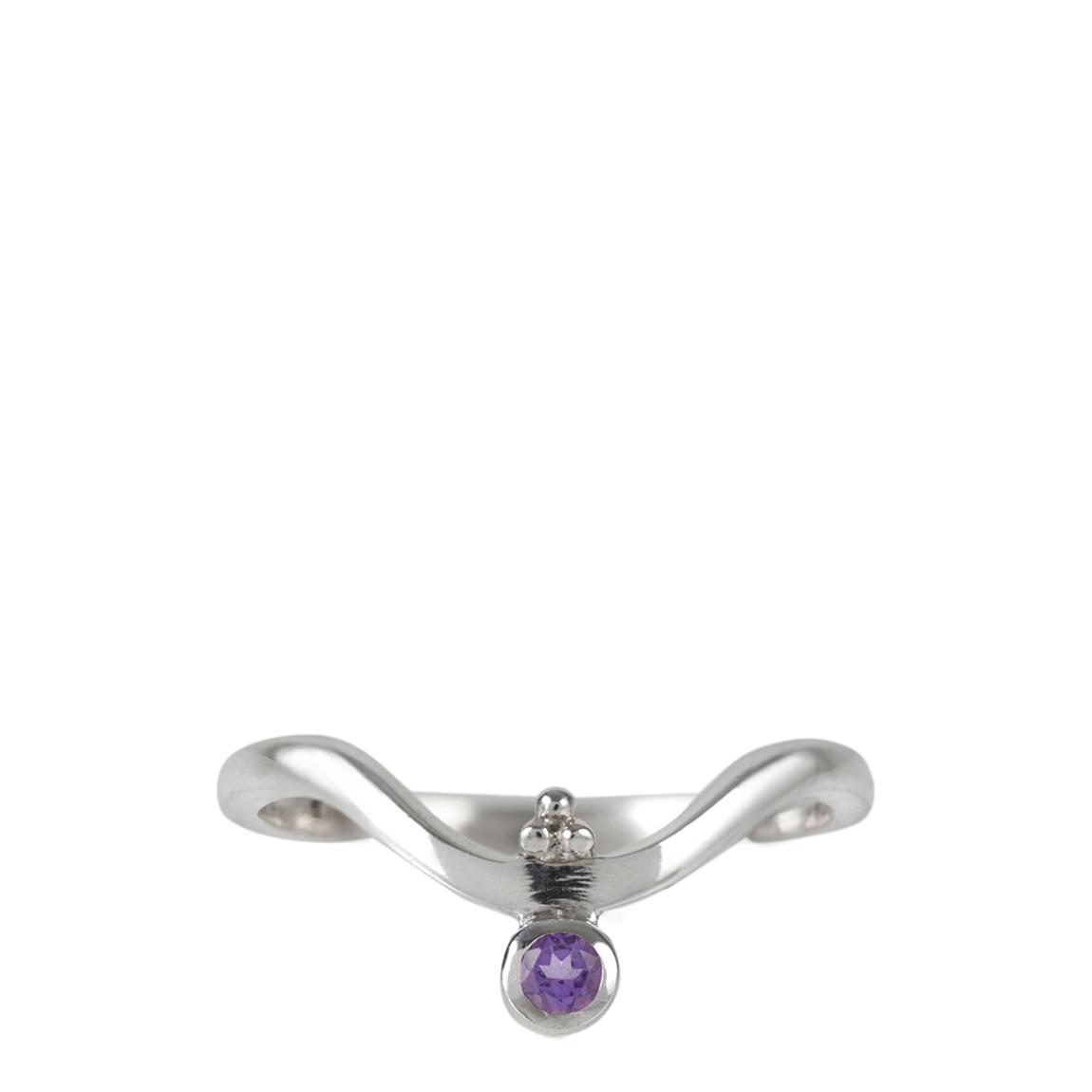 Amethyst Holi Jewel V Stacking Ring main product photo