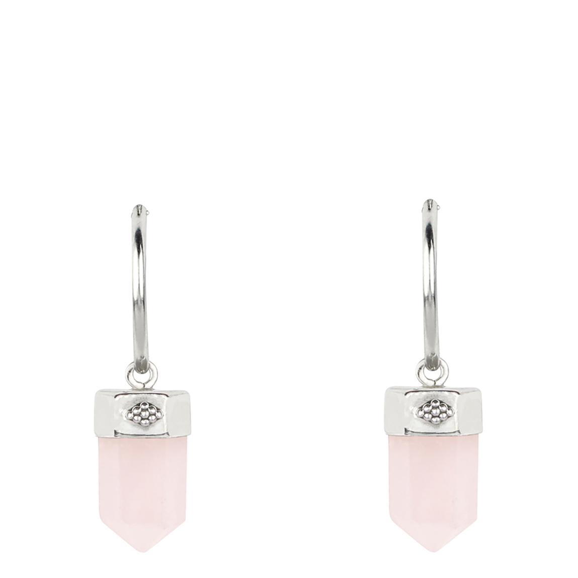 Rose Quartz Open Heart Crystal Hoop Earrings main product photo
