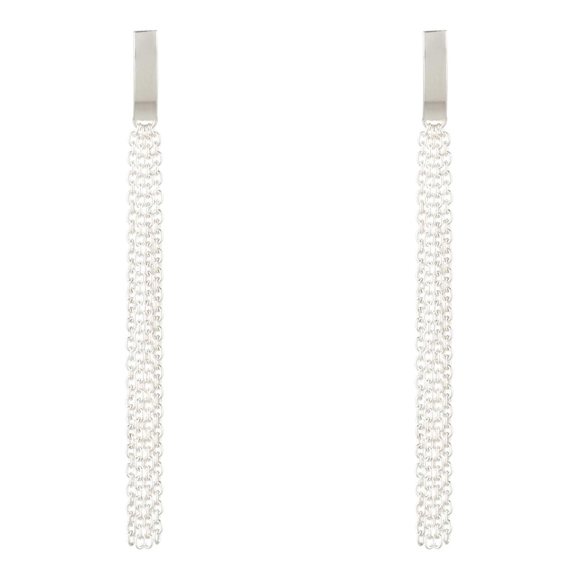 Silver Tassel Chain Drop Earrings main product photo