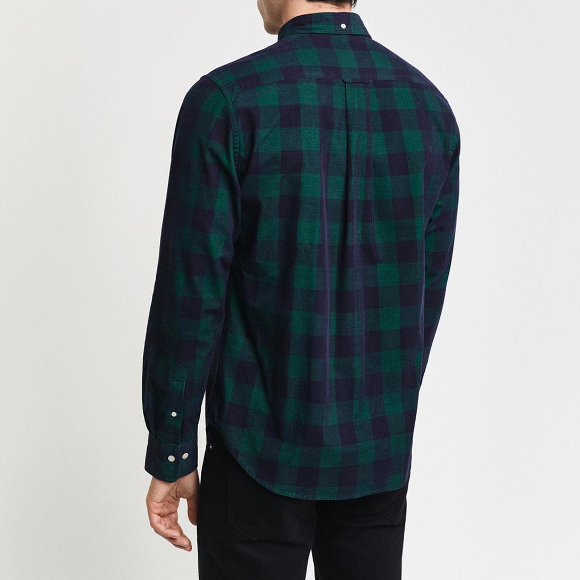 Dark Green Regular Cotton Cord Check Shirt main product photo