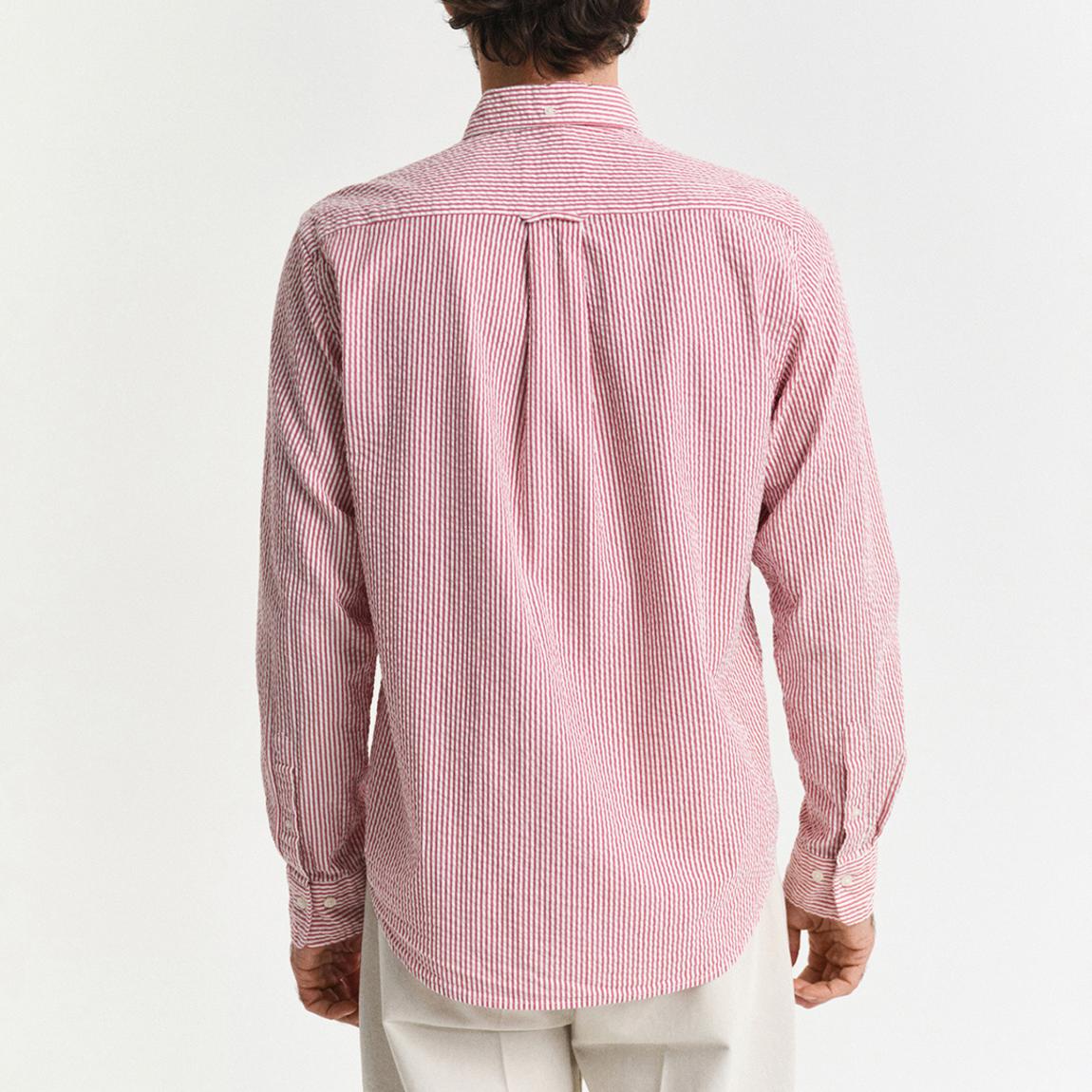 Red Regular Seersucker Stripe Cotton Shirt main product photo