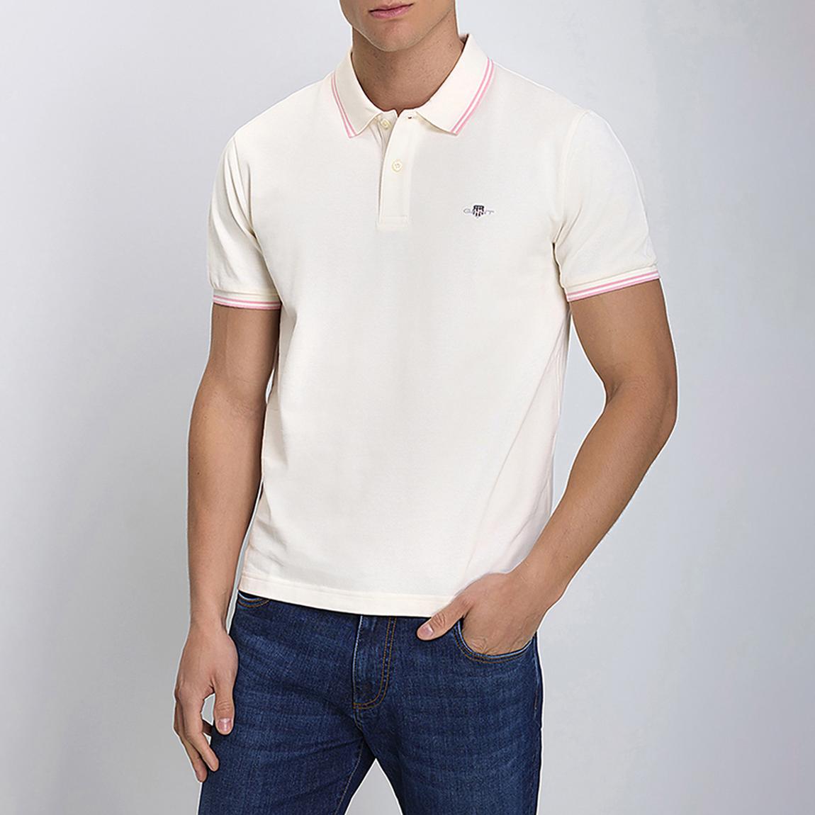 White Contrast Tipping Polo Shirt main product photo