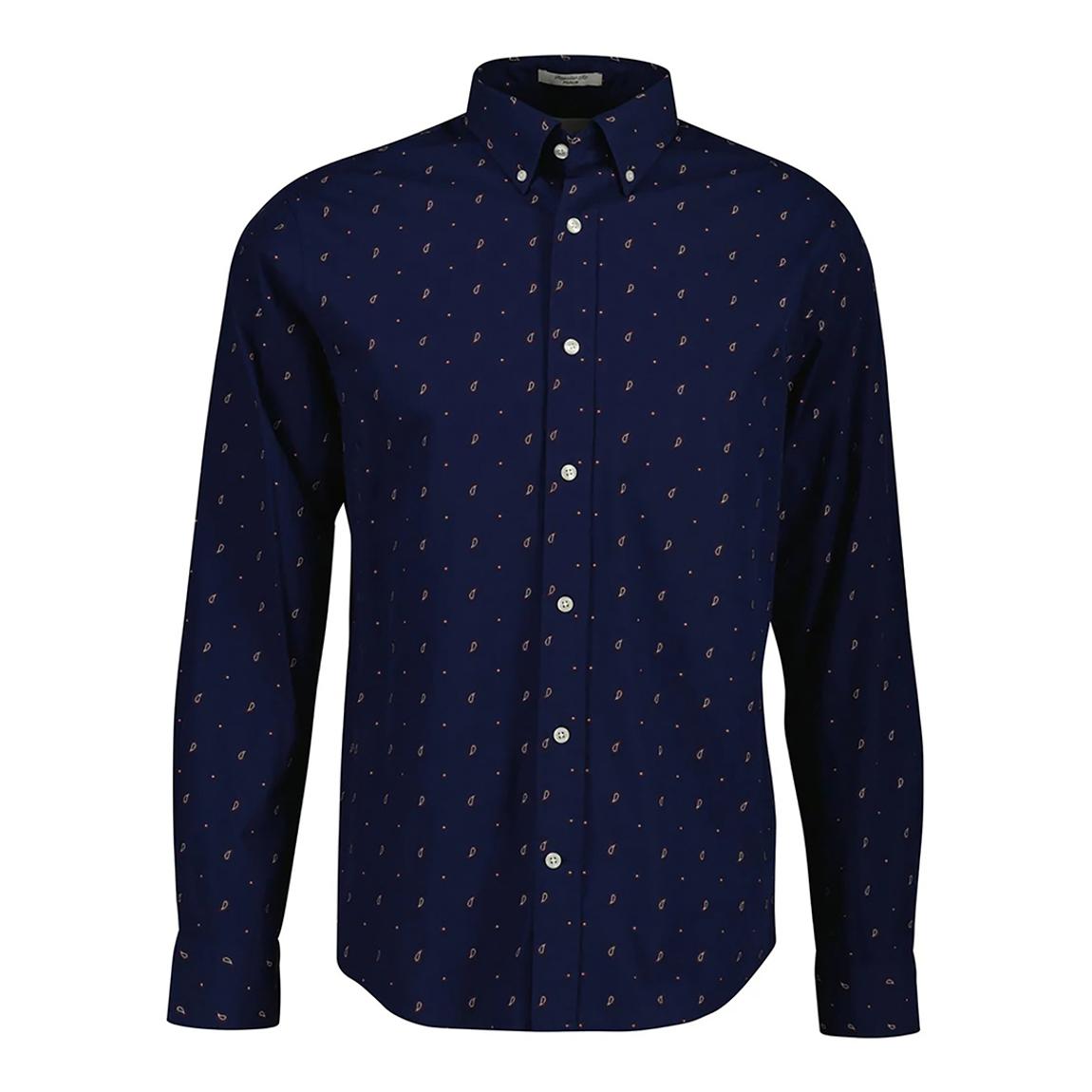 Deep Blue Regular Paisley Coupe Cotton Shirt main product photo