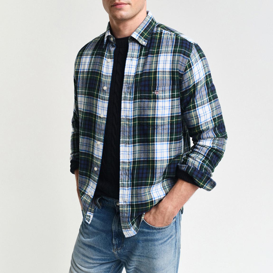 Green Regular Flannel Check Cotton Shirt main product photo