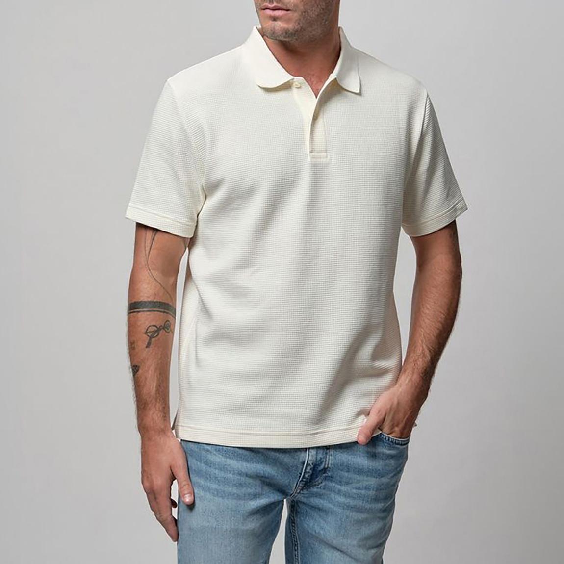 Cream Waffle Texture Polo Shirt main product photo