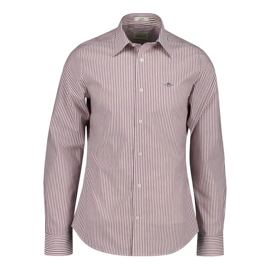 Red Slim Stretch Cotton Poplin Striped Shirt main product photo