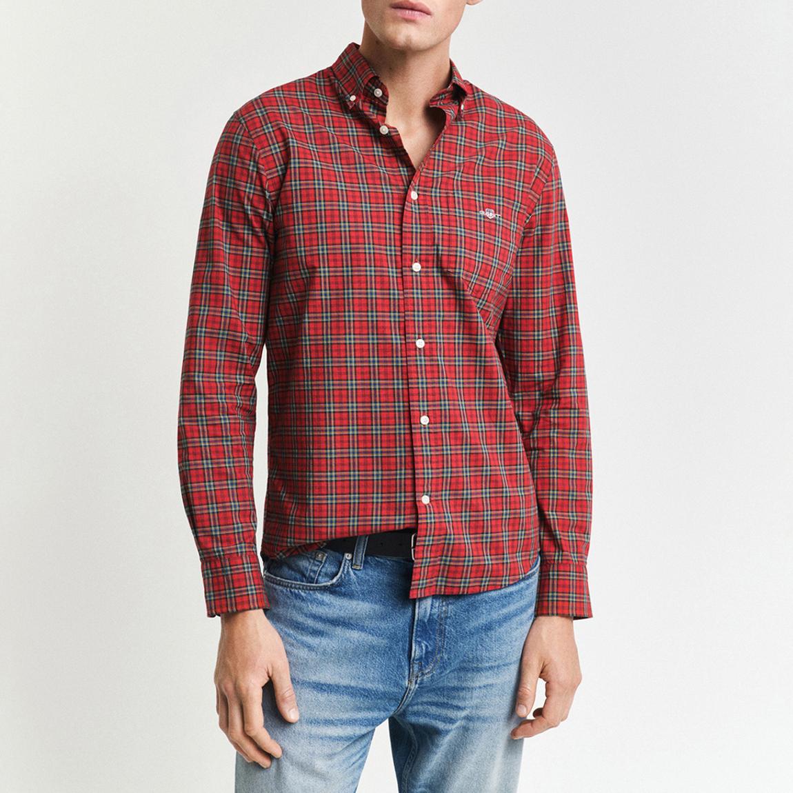 Red Regular Classic Cotton Poplin Tartan Shirt main product photo