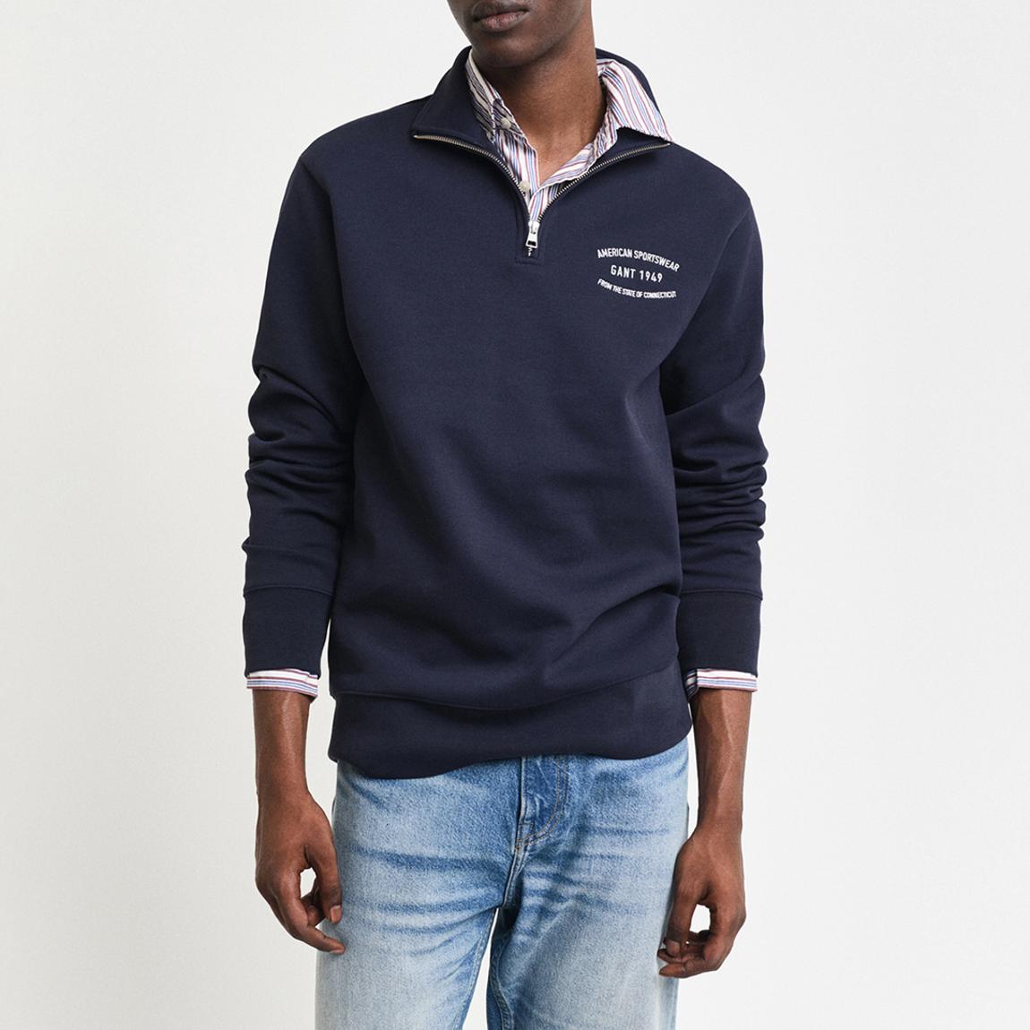 Navy Small Graphic Half Zip Sweatshirt main product photo