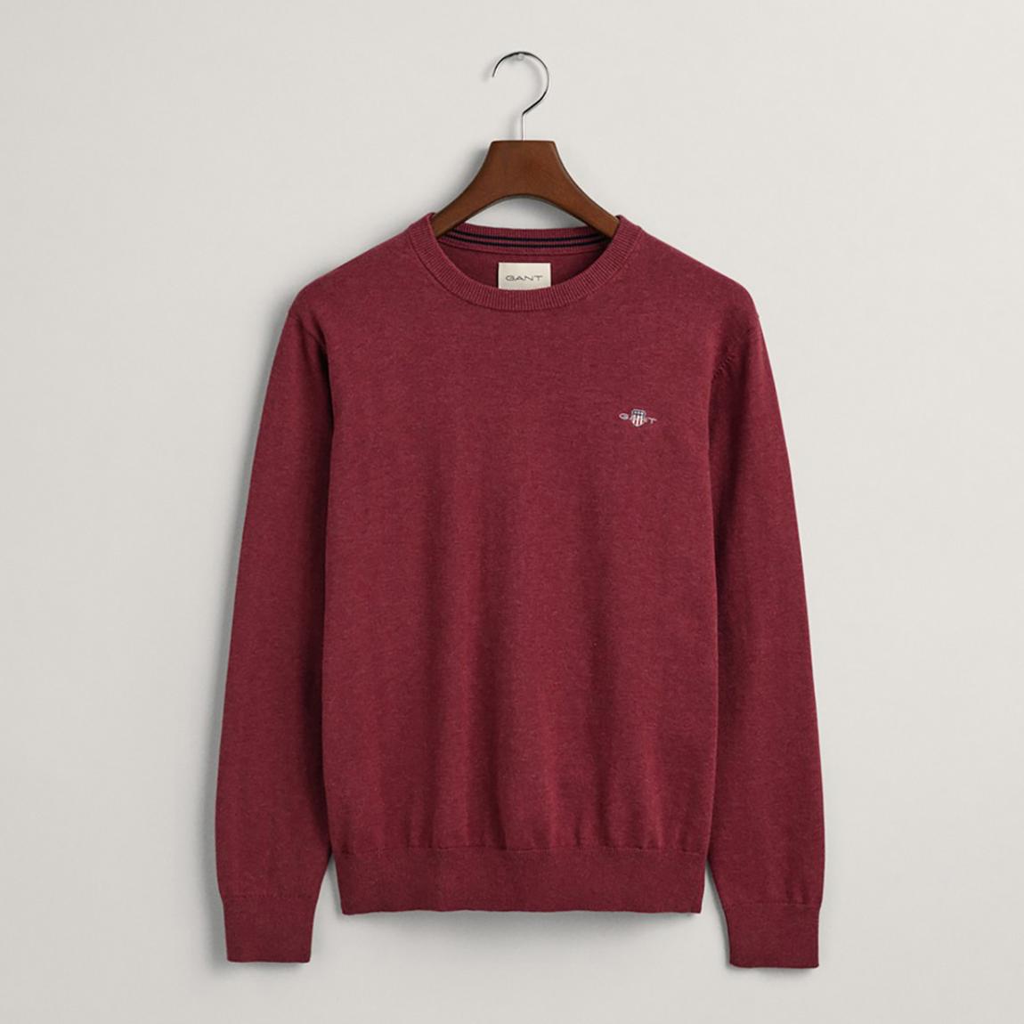 Burgundy Classic Cotton Crew Knit Jumper main product photo