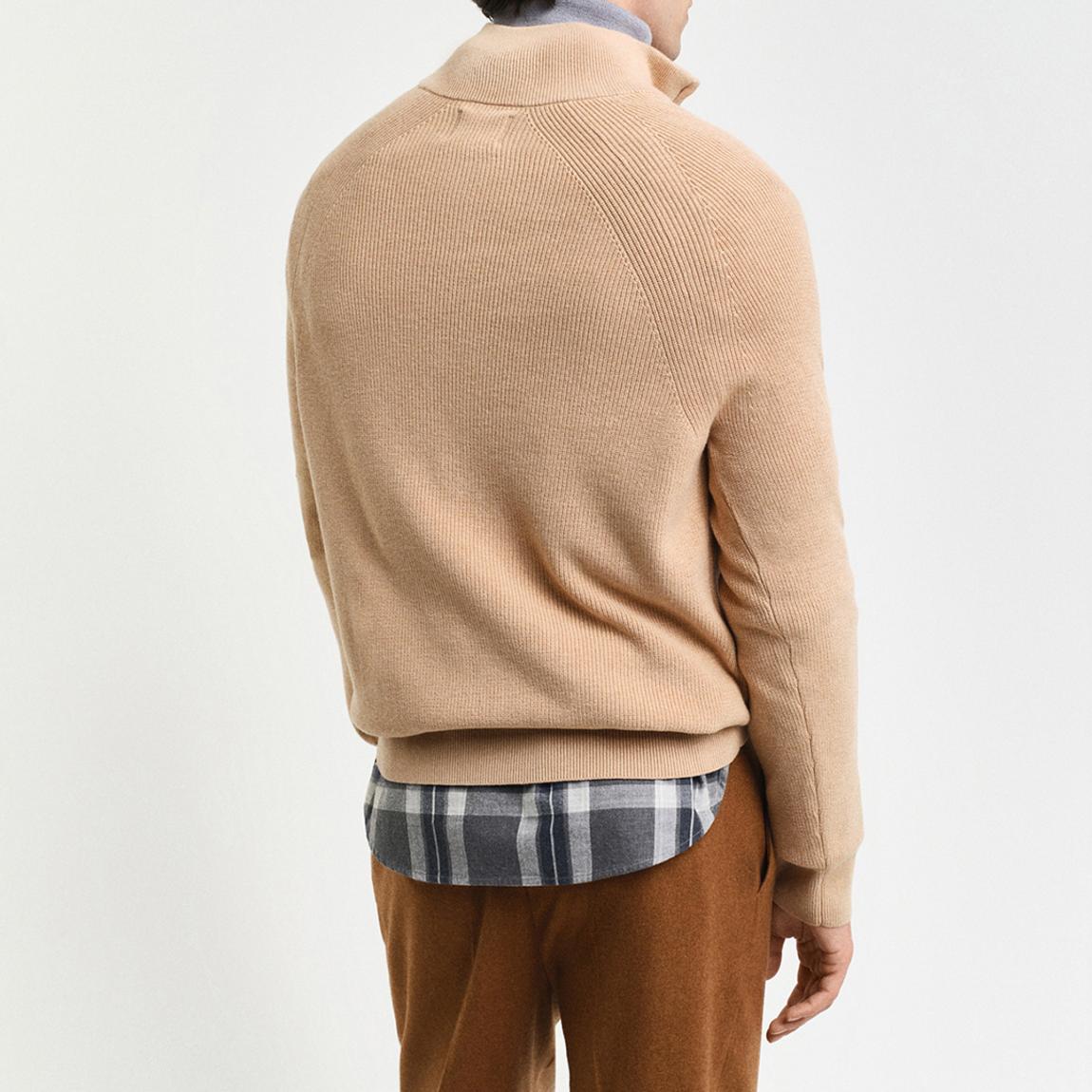 Cream Cotton Wool Rib Half Zip main product photo