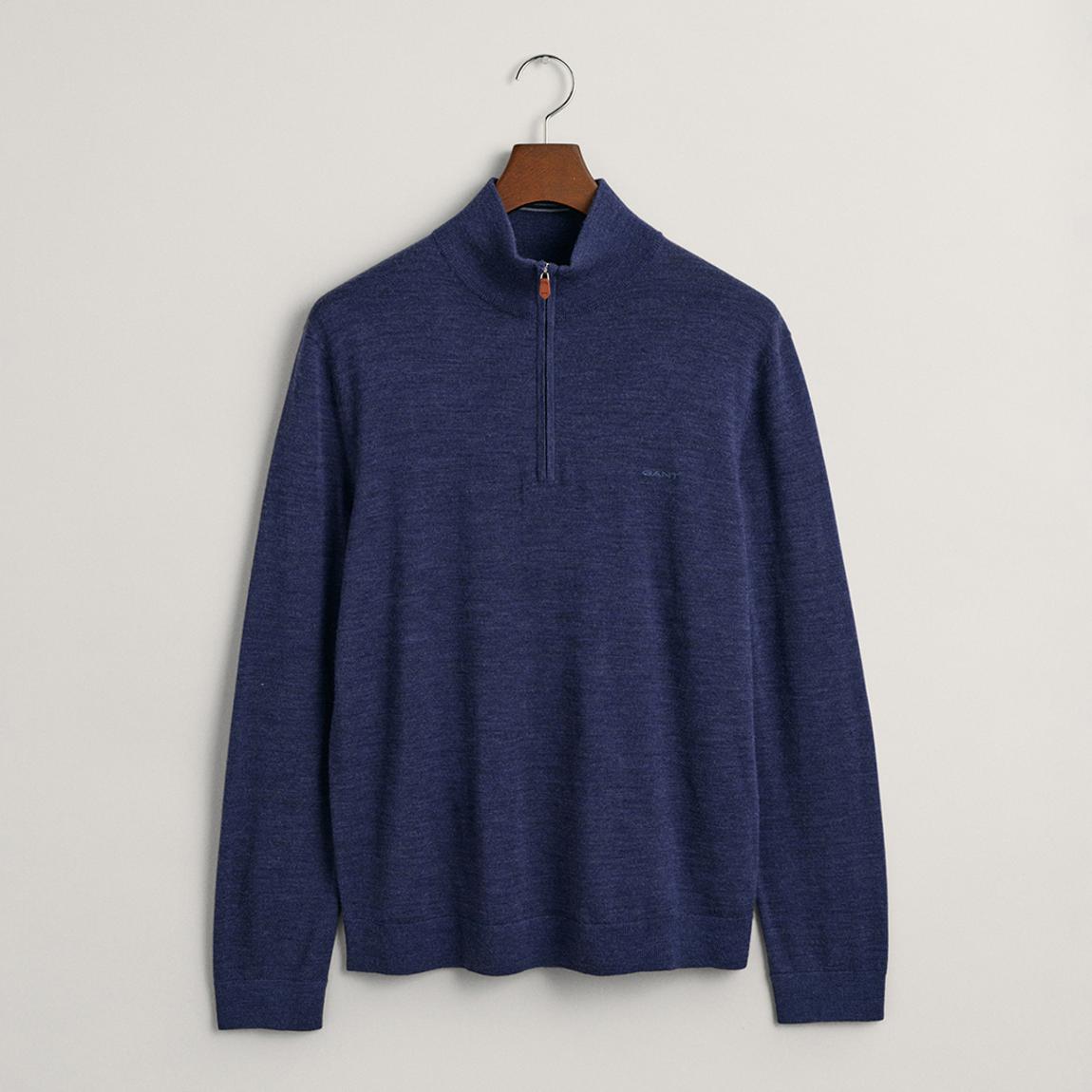 Blue Extrafine Merino Wool Half Zip Jumper main product photo