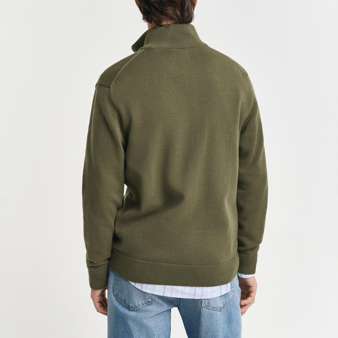 Khaki Casual Cotton Zip Jumper main product photo