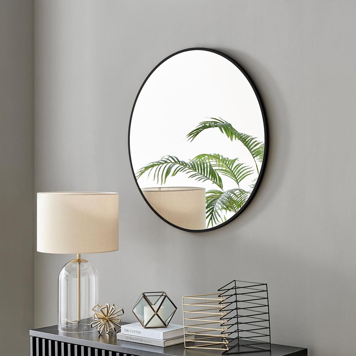 Furniturebox Emma Black Round Wall Mirror 80cm main product photo