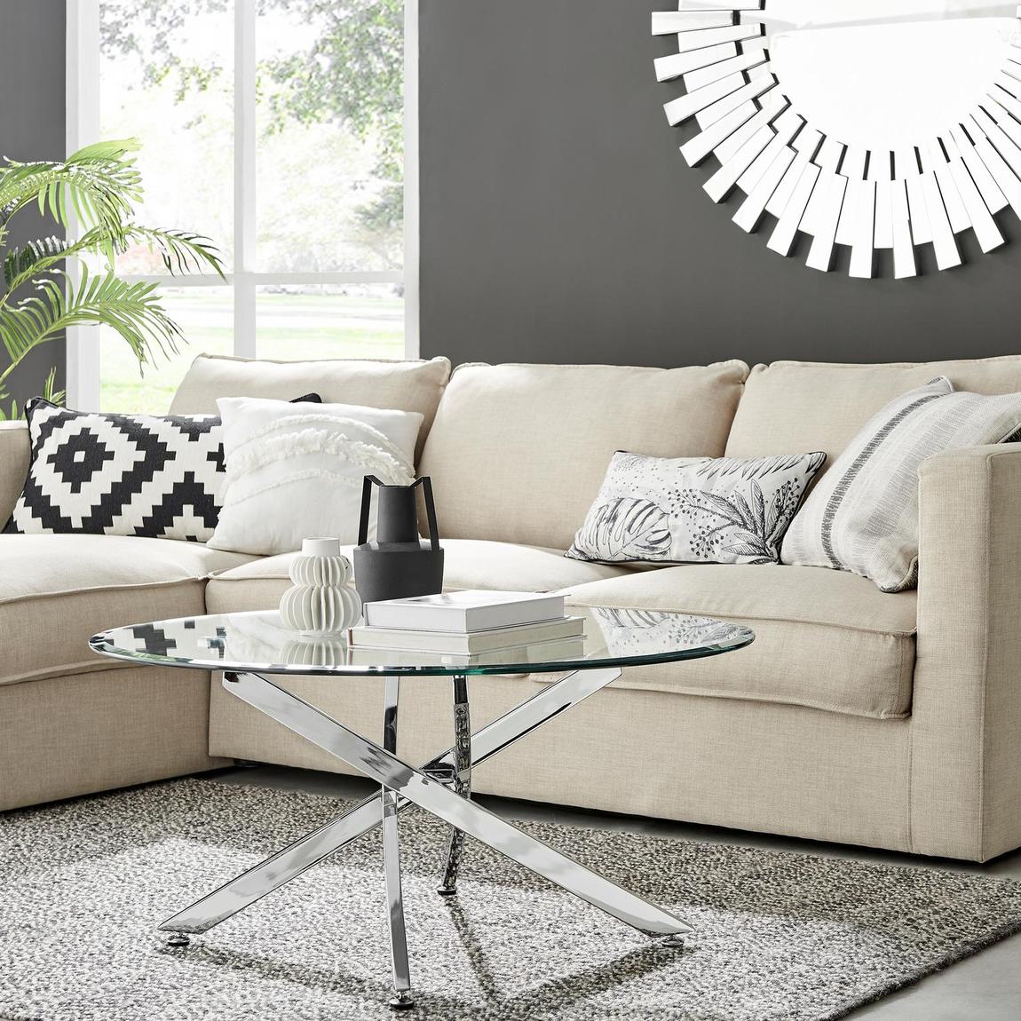 Furniturebox Novara Round Glass and Silver Coffee Table main product photo