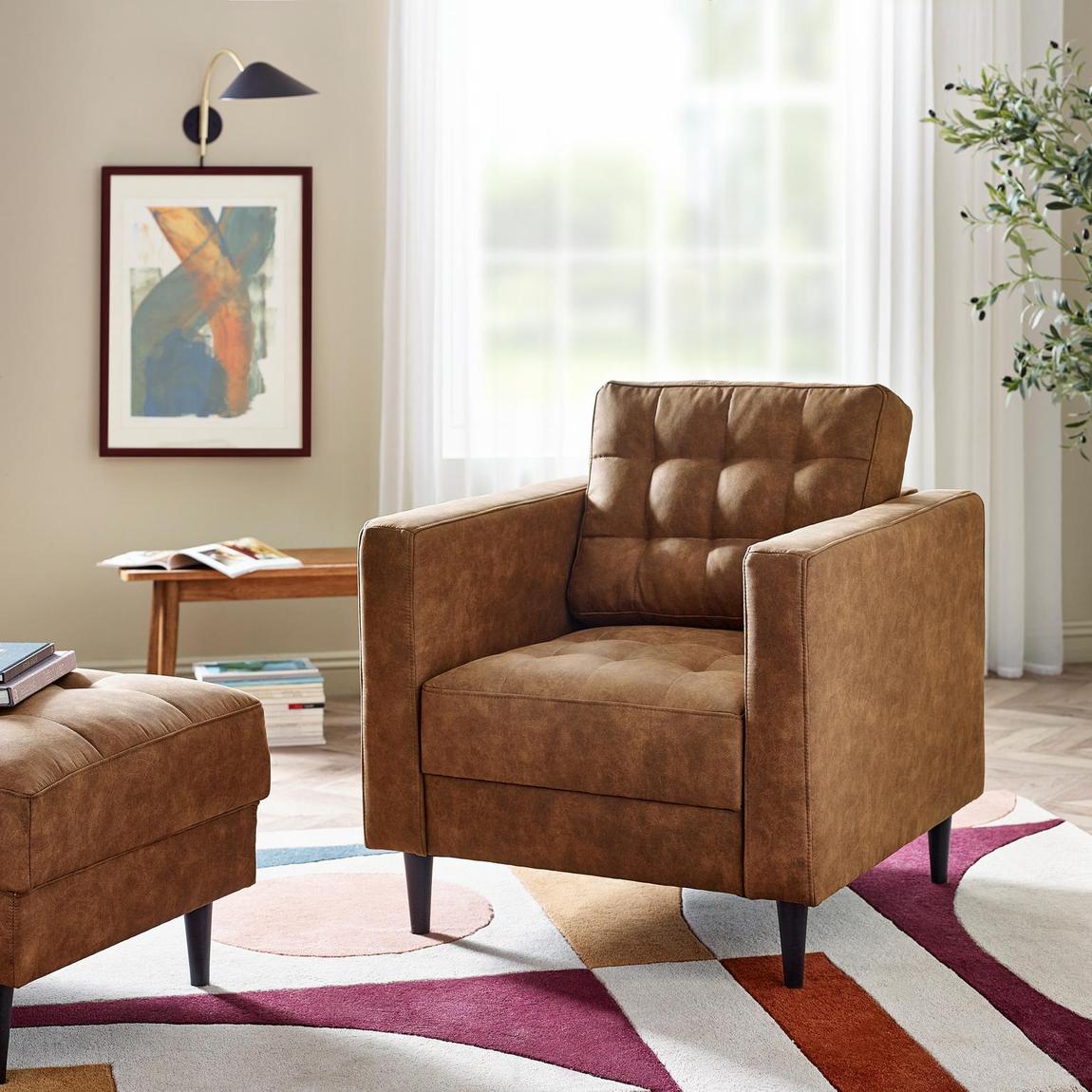 Furniturebox Jolene Tan Faux Leather Armchair main product photo