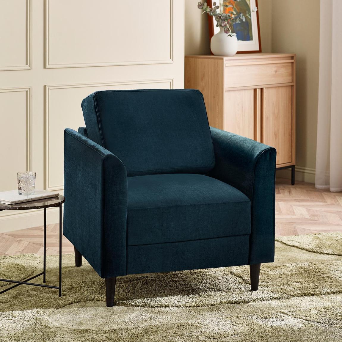 Furniturebox Logan Ocean Blue Fabric Armchair main product photo