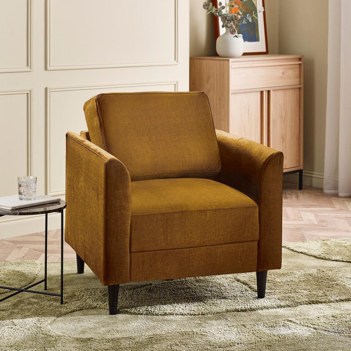 Furniturebox Logan Amber Orange Fabric Armchair main product photo