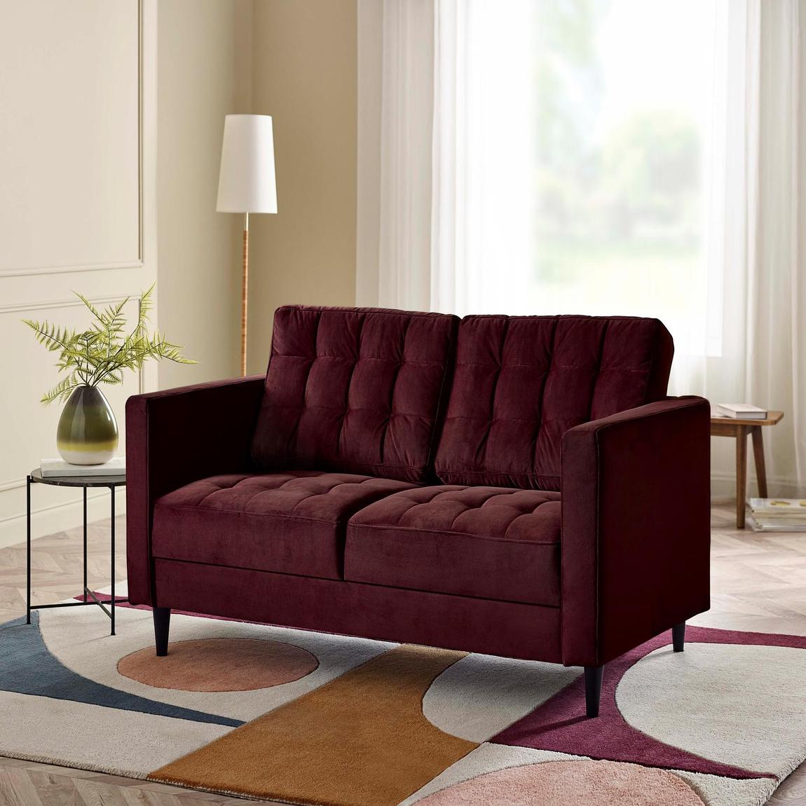 Furniturebox Jolene Maroon Velvet 2 Seater Sofa main product photo