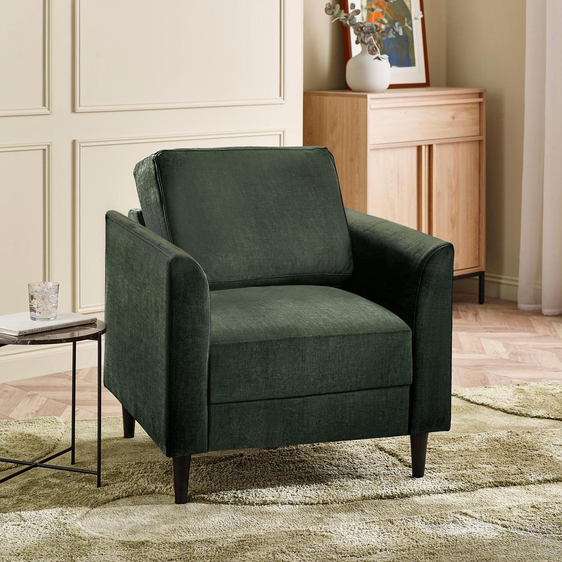 Furniturebox Logan Moss Green Fabric Armchair main product photo