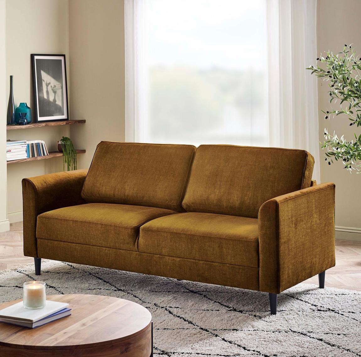 Furniturebox Logan Amber Orange Fabric 3 Seater Sofa main product photo
