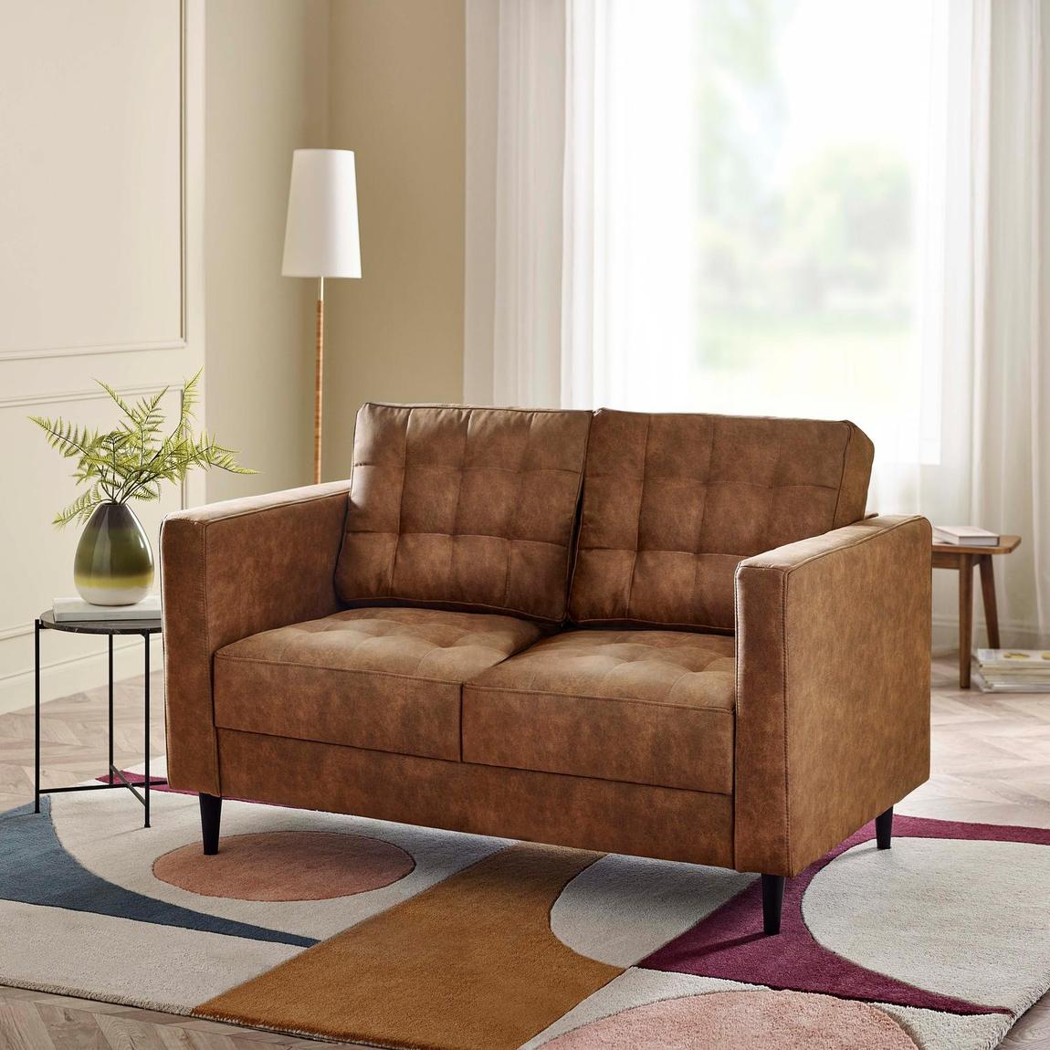 Furniturebox Jolene Tan Faux Leather 2 Seater Sofa main product photo