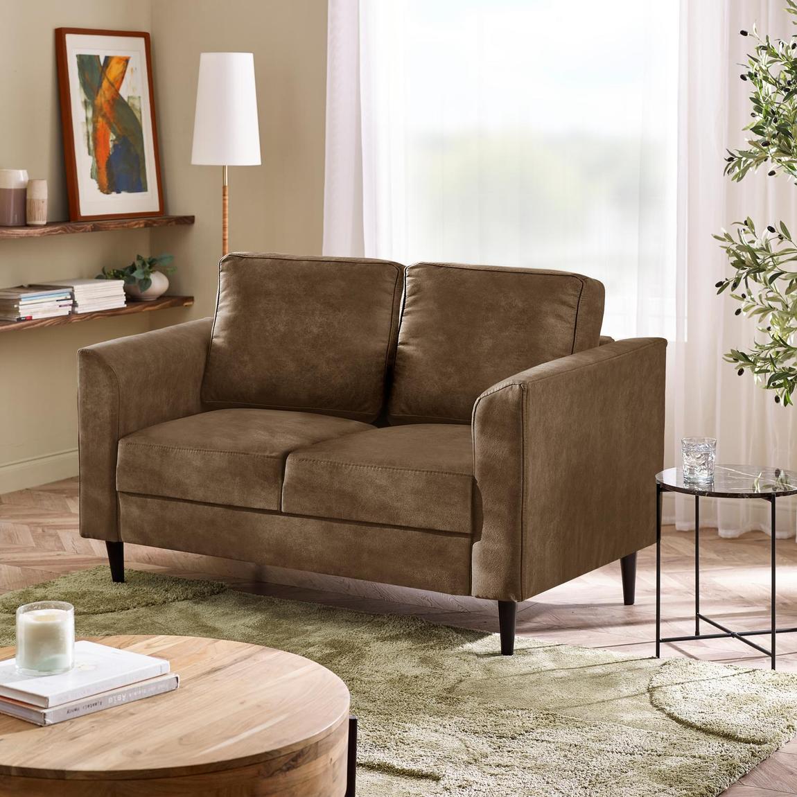 Furniturebox Logan Brown Faux Leather 2 Seater Sofa main product photo