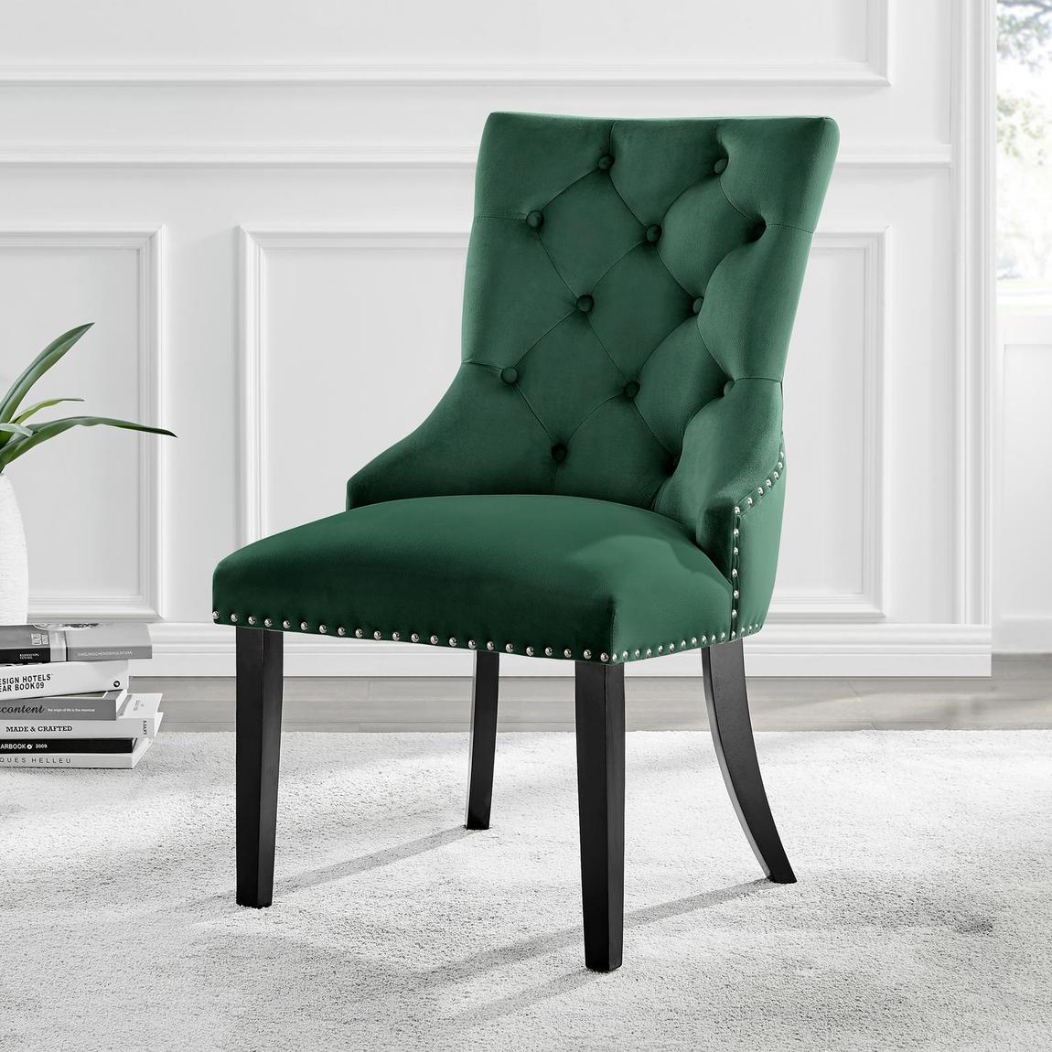 Furniturebox 2x Belgravia Green Velvet Knockerback Dining Chairs Black Legs main product photo