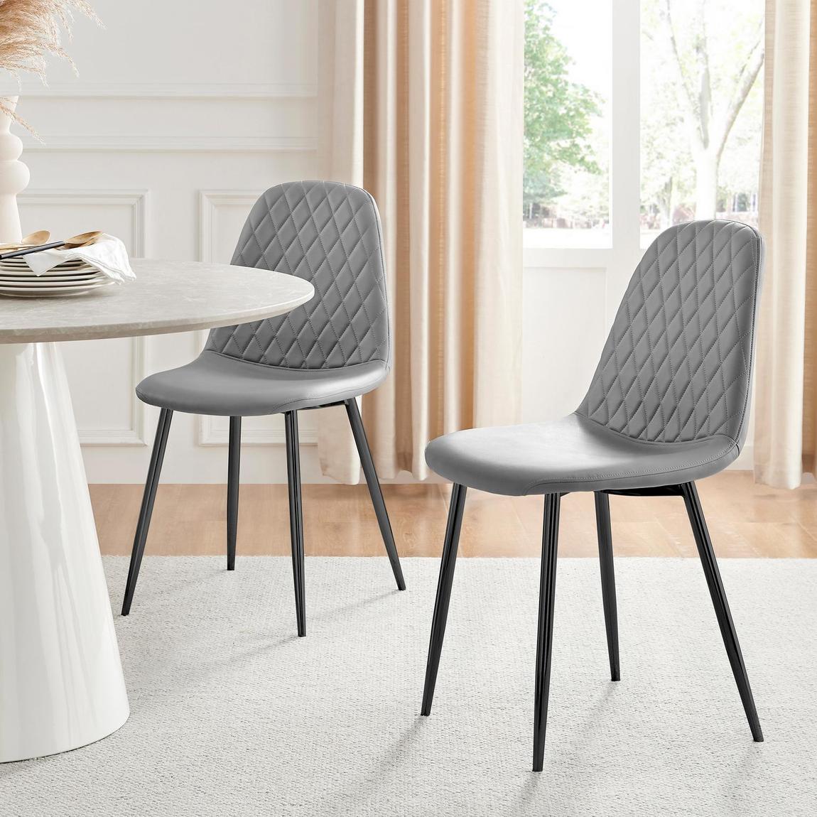 Furniturebox 2x Corona Grey Faux Leather Dining Chairs Black Legs main product photo