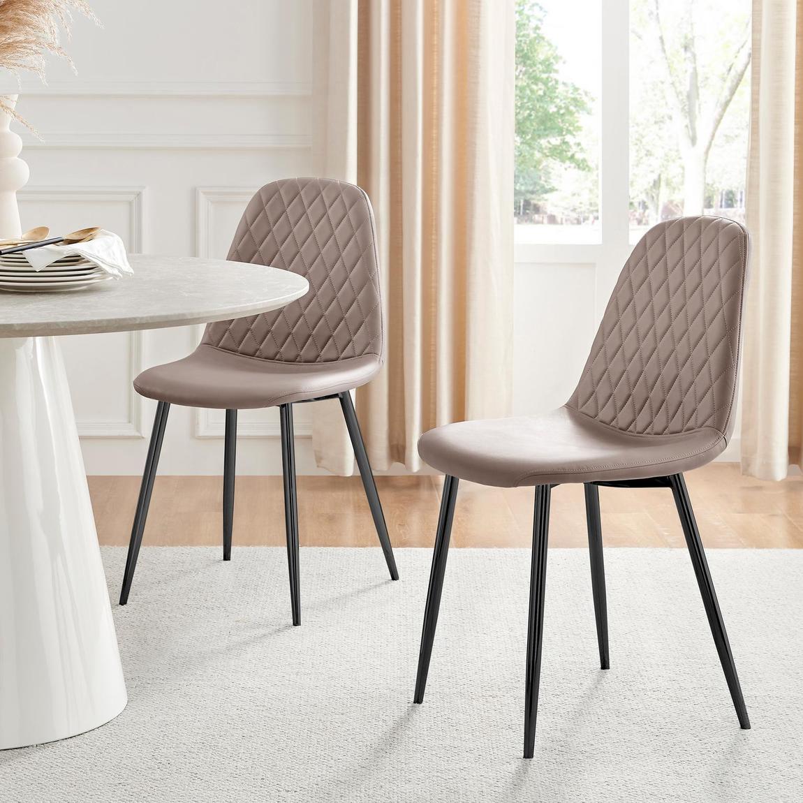 Furniturebox 2x Corona Cappuccino Beige Faux Leather Dining Chairs Black Legs main product photo
