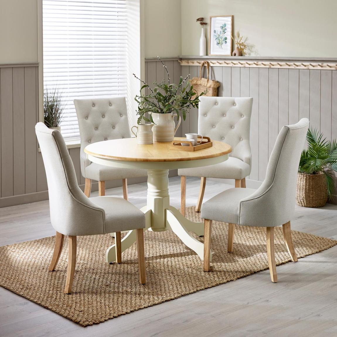 Furniturebox Bude Cream Round Wooden Dining Table & 4 Belgravia Chairs main product photo