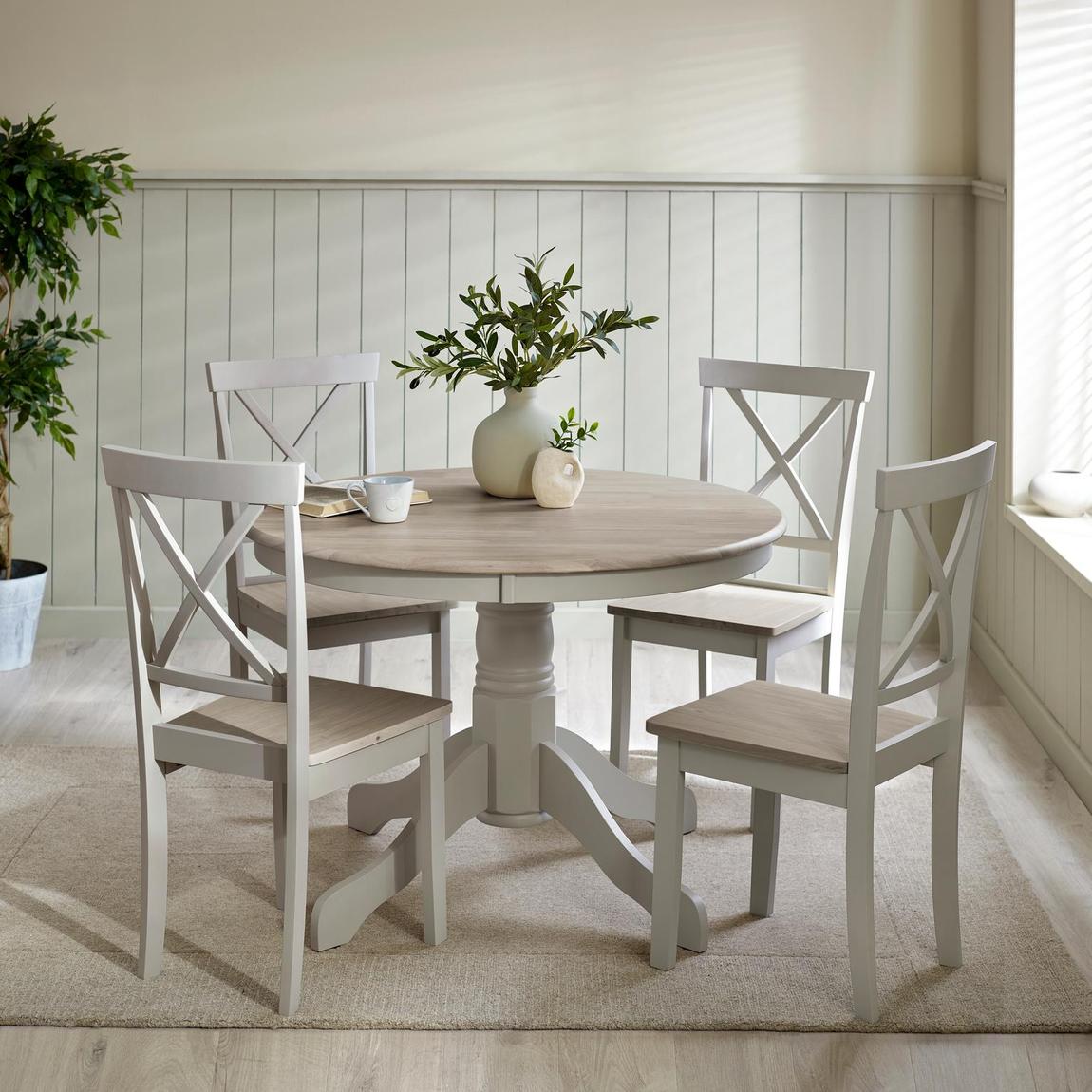 Furniturebox Bude Grey Round Wooden Dining Table & 4 Millford Chairs main product photo